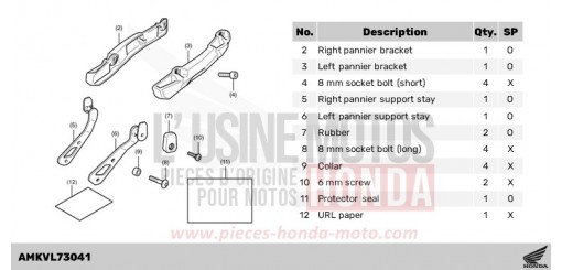 KIT,PANNIER SUPPORT STAY NSS750R de 2024